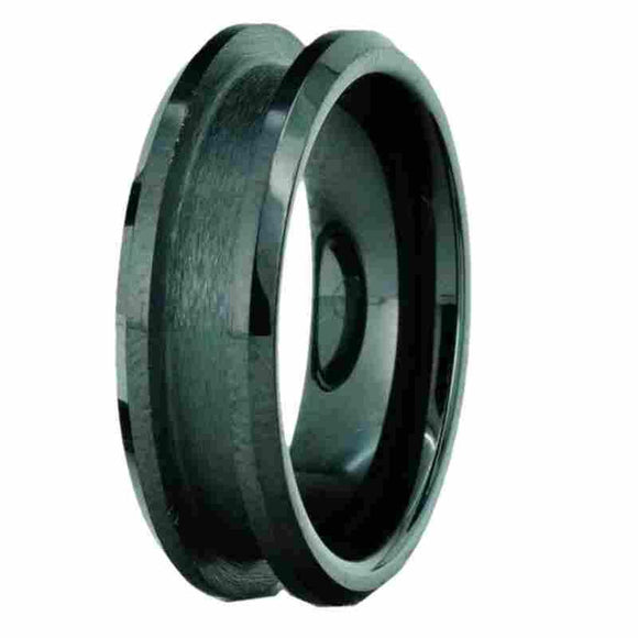 8mm Black Zirconia Ceramic Ring Core Blank Channel for Inlay - Opal & Findings