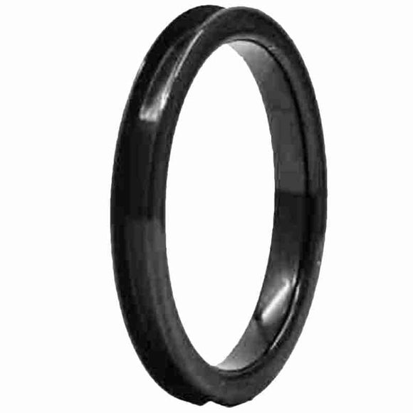 3mm Black Zirconia Ceramic Ring Core Blank Channel for Inlay - Opal & Findings