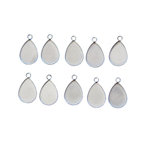 13x18mm Stainless Steel Teardrop Pendant Bezel Tray Blanks 10 Pack - Opal & Findings