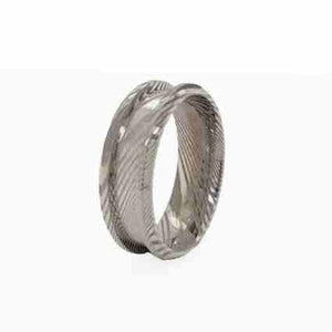 8mm Damascus Steel Ring Core Blank for Inlay - Opal & Findings