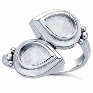 Dual Pear Cabochon Ring - Sterling Silver - Opal & Findings