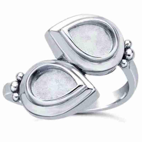 Dual Pear Cabochon Ring Sterling Silver – Opal Findings