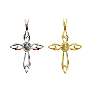 Cross Pendant With Round Bezel Argentium Silver