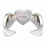 Sterling Silver Adjustable Ring Blank Heart Bezel Winged Mounting - Opal & Findings