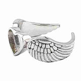Sterling Silver Adjustable Ring Blank Heart Bezel Winged Mounting - Opal & Findings