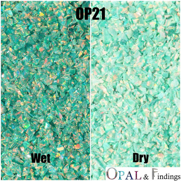 Crushed Opal - OP21 Green Olive - Opal And Findings