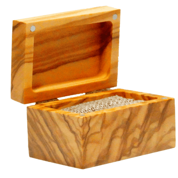 Small Olive Wood Ring Display Jewelry Box - Opal & Findings