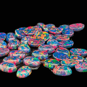 5x7mm Oval Opal Cabochon - OP33 Black Opal #3 Multi-Color - Opal & Findings