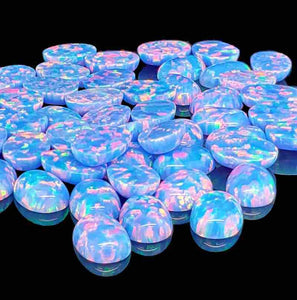 5x7mm Oval Opal Cabochon - OP74 Multi-Cornflower Blue Pink - Opal & Findings