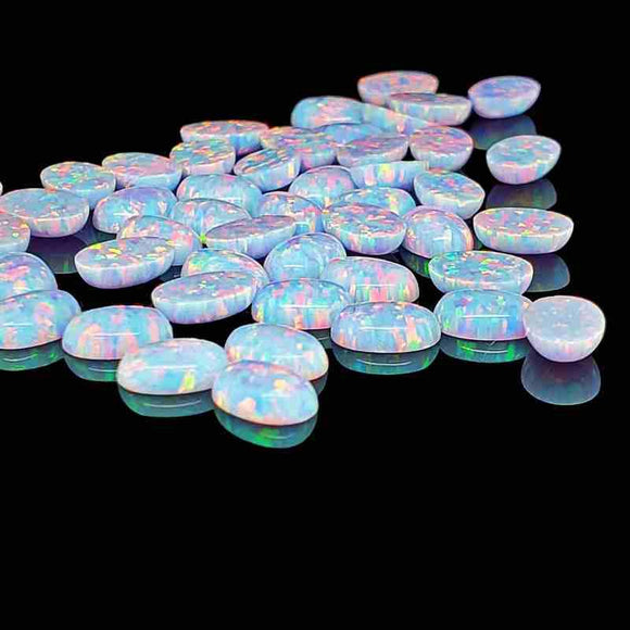 5x7mm Oval Opal Cabochon - OP85 Unicorn Blue Pink - Opal & Findings