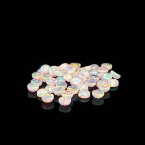 4mm Round Opal Cabochon - OP17 Fire & Snow White Pink Green - Opal & Findings