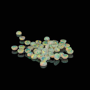 4mm Round Opal Cabochon - OP82 Green Apple Yellow - Opal & Findings