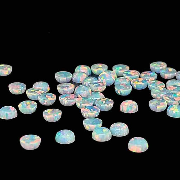 4mm Round Opal Cabochon - OP86 Magic Lake Blue Pink - Opal & Findings