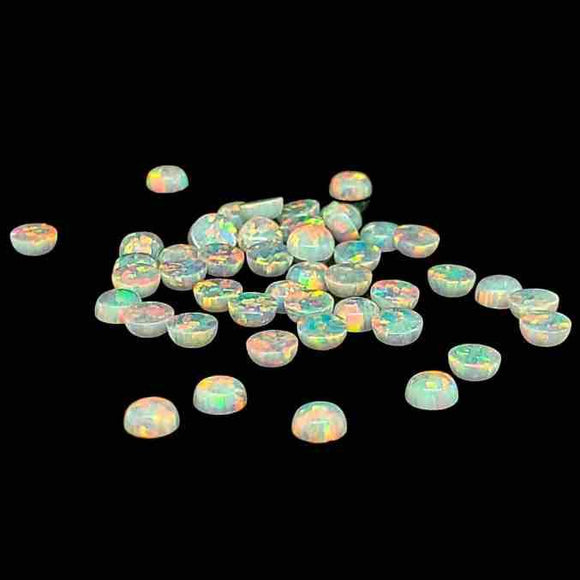3mm Round Opal Cabochon - OP92 Rainbow Mint Green Pink - Opal & Findings