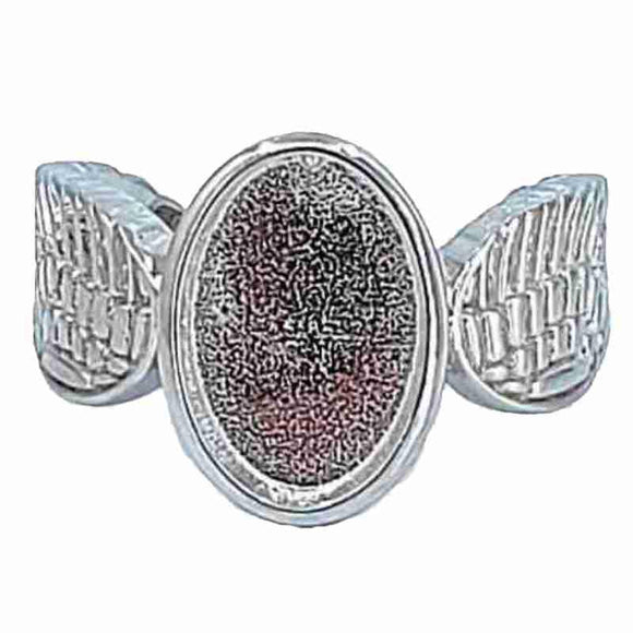 Sterling Silver Adjustable Ring Blank Oval Bezel Winged Mounting - Opal & Findings