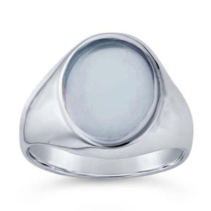 .960 Argentium Silver Oval Signet Ring Blanks - Opal & Findings