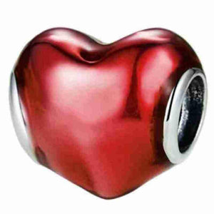 Red Heart Charm Bead Pendant - Opal & Findings