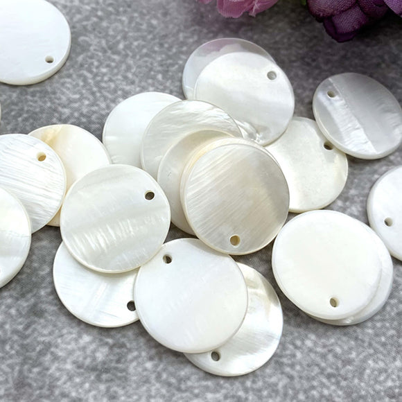 Natural Shell Round Pendant Disk 2 Pack