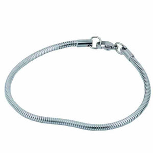 8" Round Stainless Steel Snake Chain 3mm Lobster Clasp - Opal & Findings