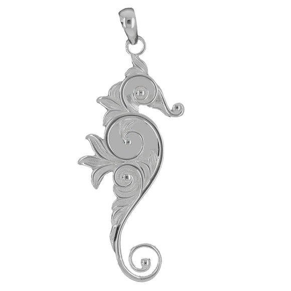 .960 Silver Seahorse Pendant Bezel Charm