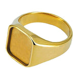 16mm Tungsten 14k Gold-Plated Signet Style Ring Core Blank - Opal & Findings
