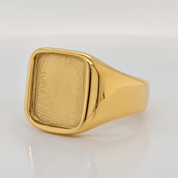 Gold Plated Stainless Steel Signet Ring Blank