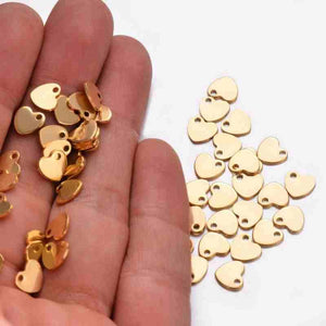 Small Heart Necklace Tags - Gold - Opal & Findings