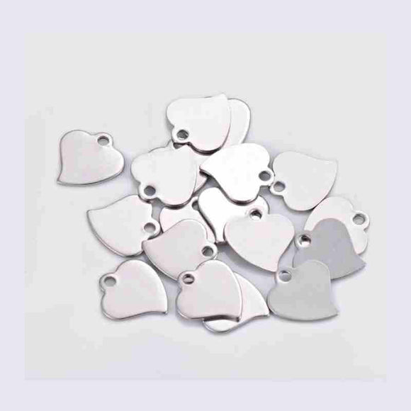 Small Silver Heart Charm Necklace Tags 25-Pack - Opal & Findings