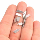 Small Rectangle Tag - Stainless Steel - Opal & Findings
