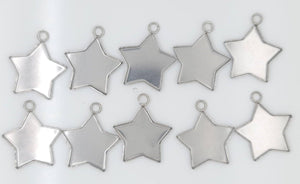 19mm Stainless Steel Star Bezel Tray Pendants - 10 Pack - Opal & Findings