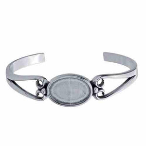 Sterling Silver 18 x 13mm Oval Cuff Bracelet Mounting - Opal & Findings