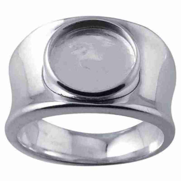 Sterling Silver Signet Ring Band Round Bezel Mounting - Opal & Findings