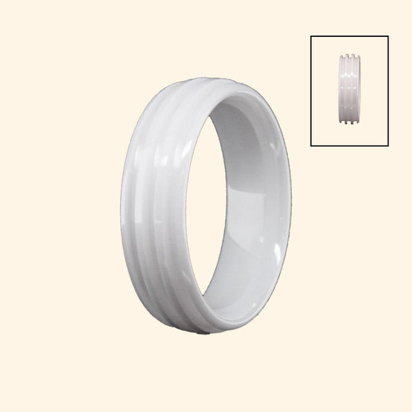 Triple Channel White Ceramic 8mm Ring Core Blank