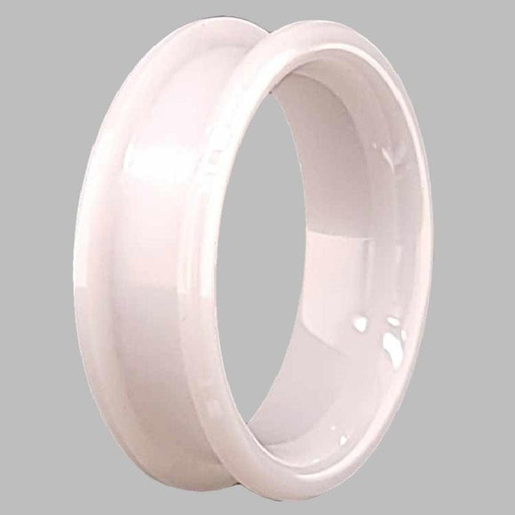 8mm White Zirconia Ceramic Ring Core Blank Channel for Inlay - Opal & Findings