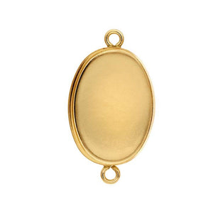 Yellow Gold-Filled 18 x 13mm Oval Cabochon Pendant Double Link Findings - Opal & Findings
