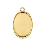 Yellow Gold-Filled 18 x 13mm Oval Cabochon Bezel Pendant Single Link - Opal & Findings