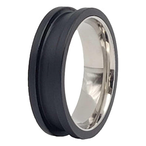 8mm African Ebony Stainless Steel Ring Core Blank 4mm channel