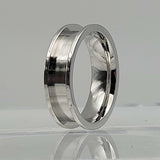 8mm Stainless Steel Ring Core Blank for Inlay - Flat Edge