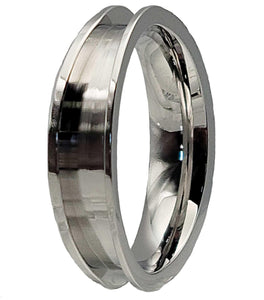6mm Stainless Steel Ring Core Blank for Inlay - Flat Edge