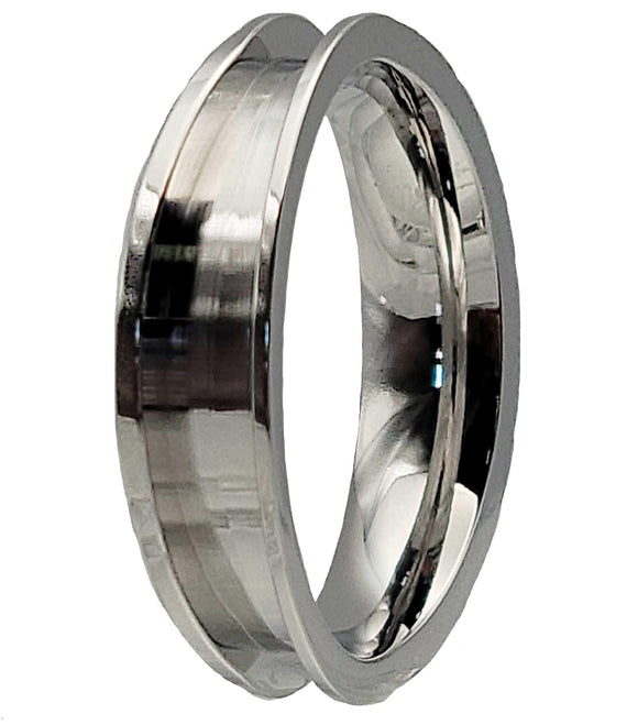 6mm Stainless Steel Ring Core Blank for Inlay - Flat Edge